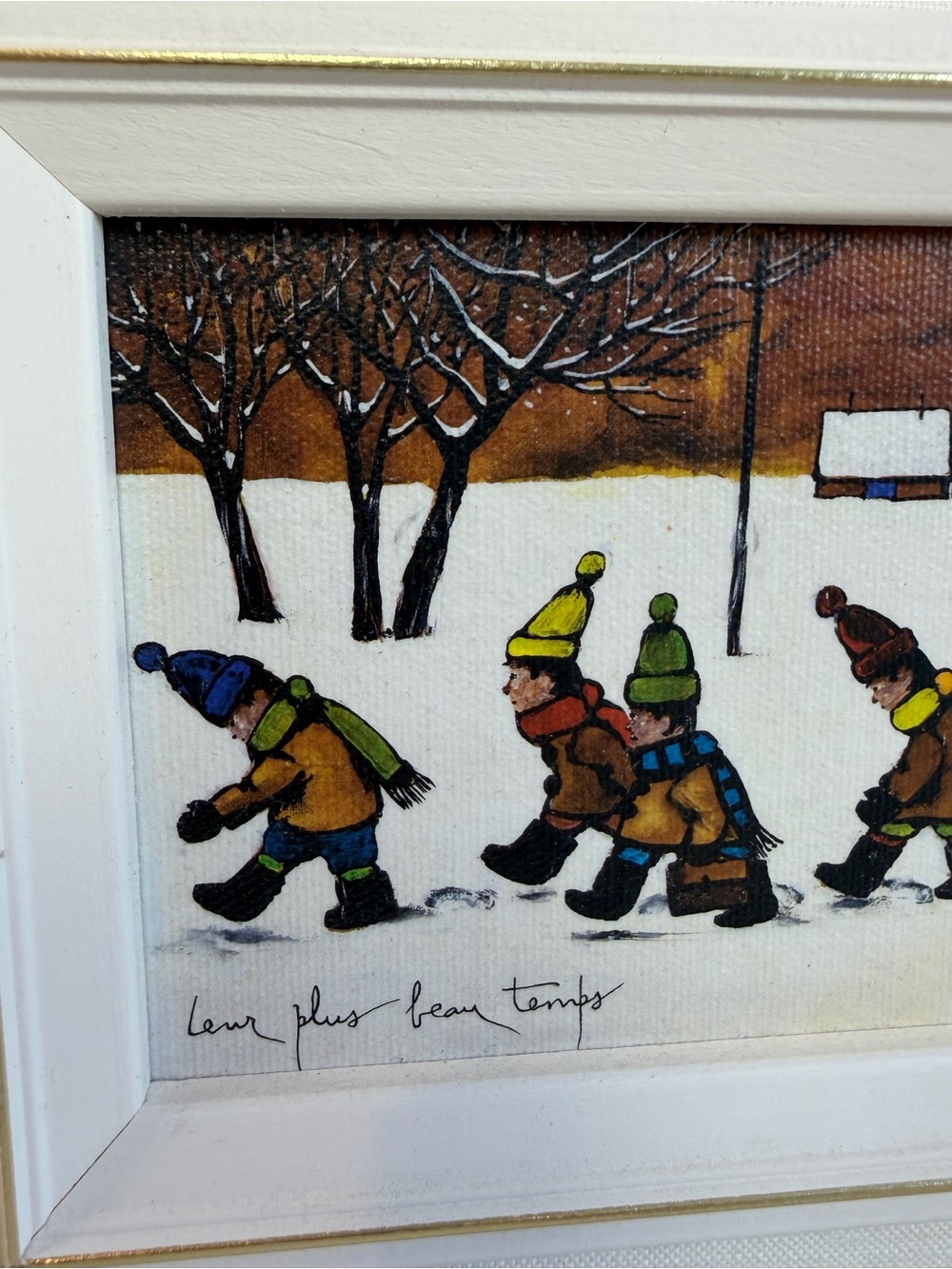 Normand Hudon Framed Wall Art Signed Print Leur Plus Beau Temps Signed Quebec - Picture 3 of 9